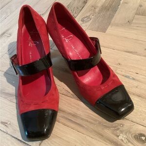 Franco Sarto red suede Mary Jane’s